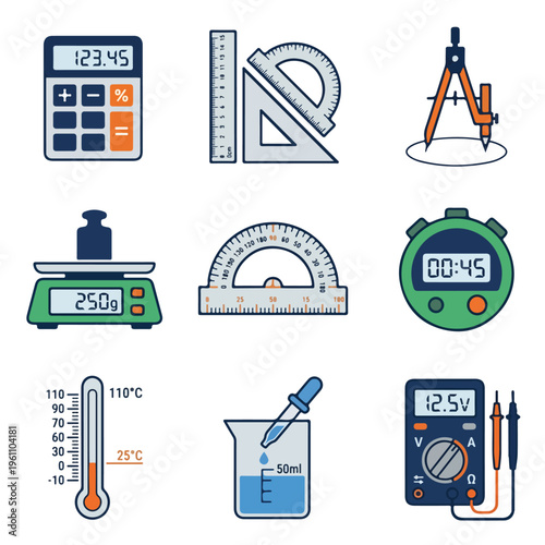 Science Equipment Icons Set.