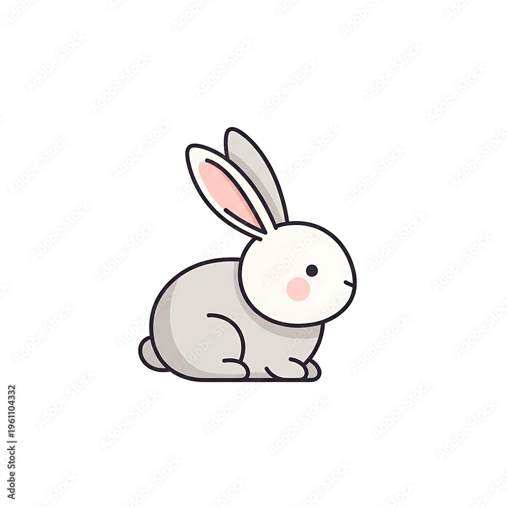 Obraz premium Cute cartoon rabbit illustration on a white background