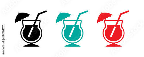 cocktails with umbrellas in different colors