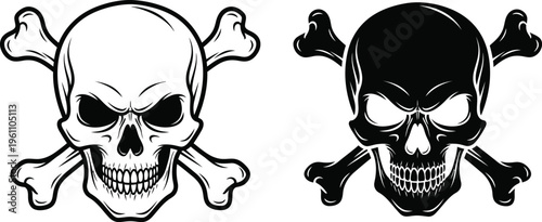 Jolly roger pirate skulls with crossed bones