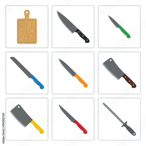 Kitchen Knives and Cutting Board.