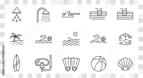 Summer beach icons set