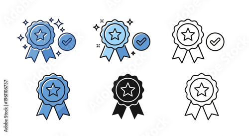 award ribbons with star and check mark icons