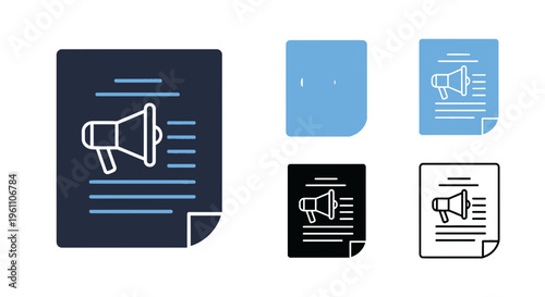 Megaphone announcement icons set