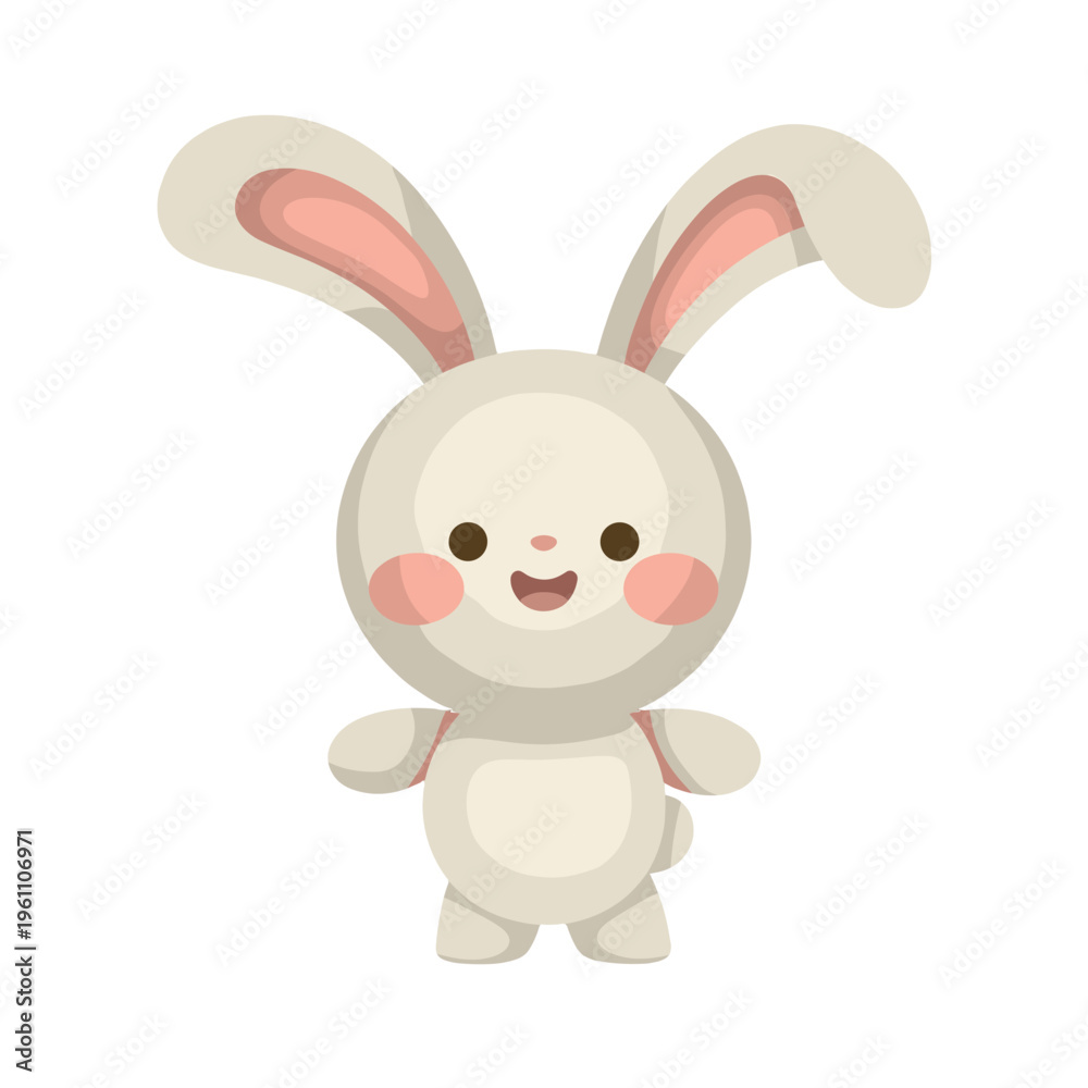 Fototapeta premium A cute and cheerful cartoon rabbit smiling with adorable pink cheeks.