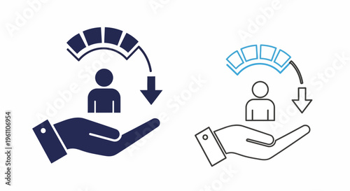 hands exchanging people with icons