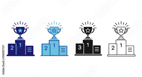 trophy awards, ranking icons, 1st, 2nd, 3rd place