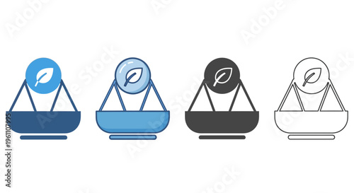Set of four colored scales icons with leaf logo