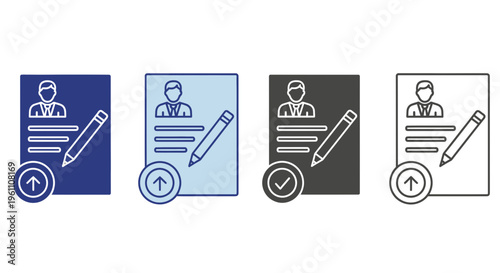 resume icons set, edit cv, profile update