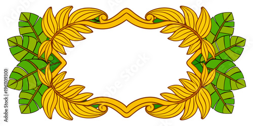 Tropical leaf decorative border frame design, vector