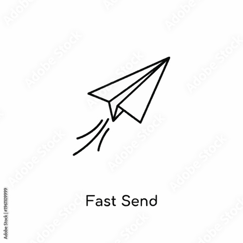 A simple paper airplane flying with motion lines underneath it