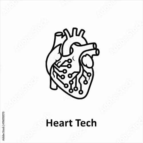 Heart with integrated circuit design representing modern cardiac technology