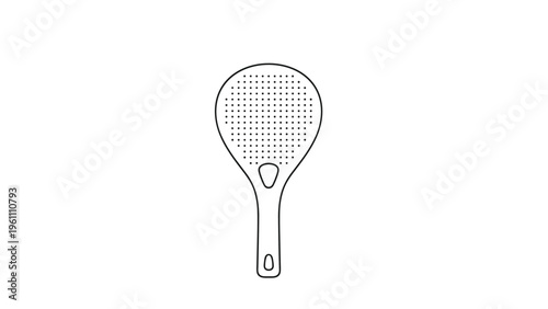 Simple black and white line art illustration of a hair paddle brush used for detangling and styling hair in a minimalist style.