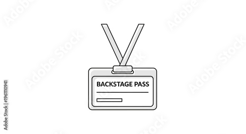 Backstage pass with lanyard and text.