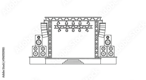 Sound system with speakers and lights.