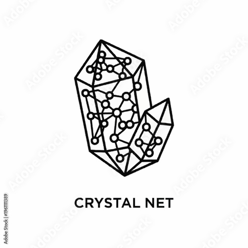 Принти на полотні Abstract geometric depiction of a crystal lattice network structure