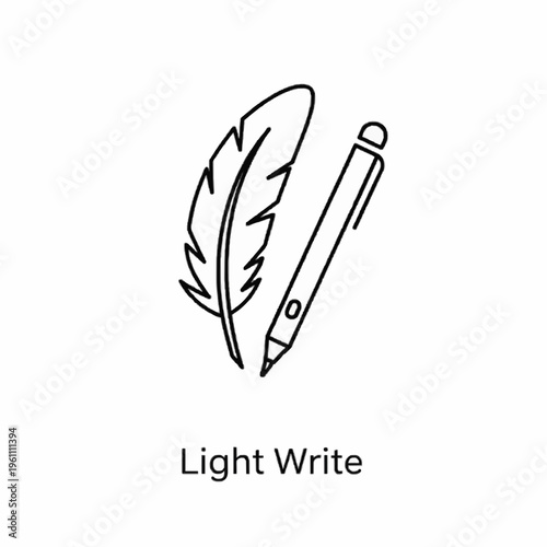 Feather quill pen resting on a writing surface illustration