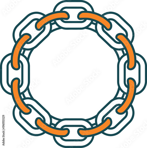 Interlocking chain links circle frame