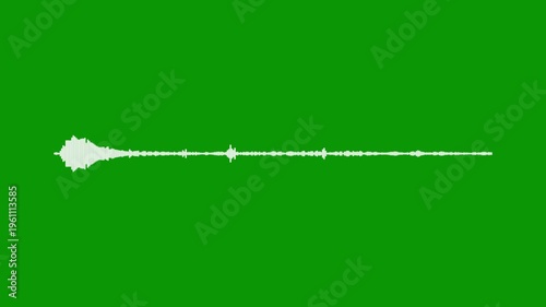 White pulse audio waveform, sound frequency spectrum, green background screen, 4k music visualizer, digital voice equalizer, rhythmic sound wave, professional spectrum design.
