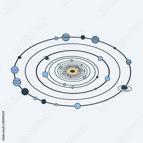 Illustration of the Solar System with Planets and Asteroid Belt.