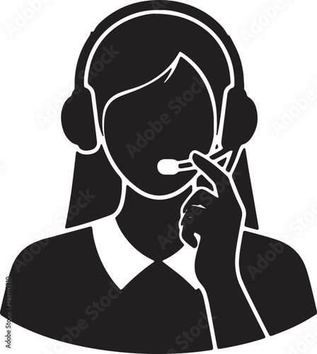 Customer Service, Call Center, Support Agent, Headset Icon isolated on Transparent Background
