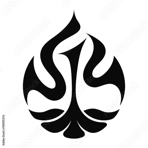 Abstract silhouette of a sprouting seed from soil. isolated on White Background