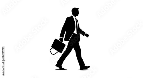 Businessman walking with briefcase in hand.