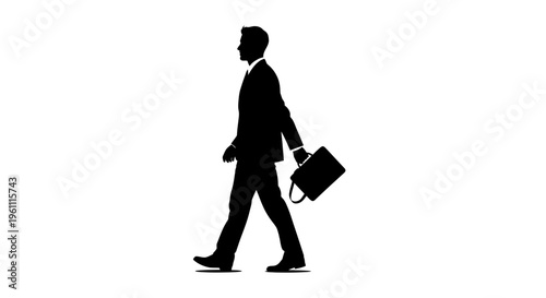 Businessman walking with briefcase in hand.