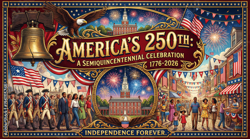 USA 250th Anniversary Patriotic Shield Semiquincentennial Emblem