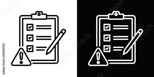 Incident Reporting Icon In Black And White Filled Style.