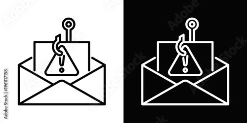 Phishing Alerts Icon In Black And White Filled Style.