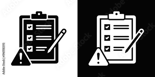 Incident Reporting Icon In Black And White Filled Style.