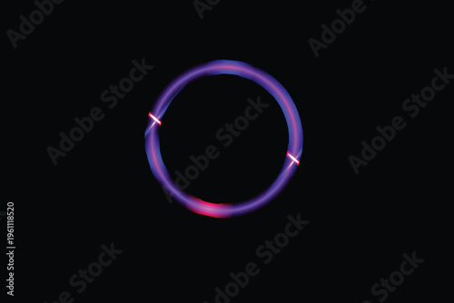 Vibrant purple light effect circle with glowing edges and sparks