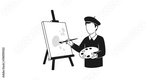 Man painting on an easel board.