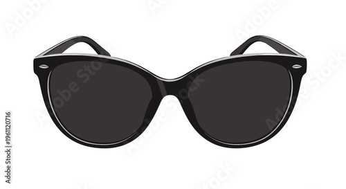 Classic black cat-eye sunglasses with dark lenses are presented as a stylish and timeless fashion accessory for women.