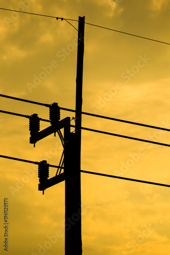 Closeup Eletricity line and electricity post
