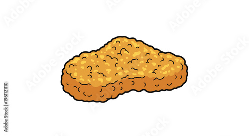 Golden chicken nugget. Single crispy golden brown chicken nugget with detailed breading texture isolated on a white background.