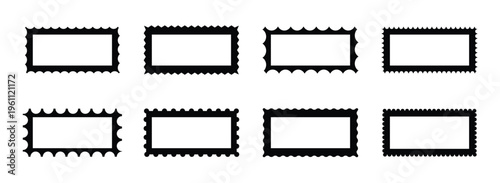 Zigzag Squiggle frames set. Set of rectangle frames with wavy edges. Zigzag wavy edges. Squiggle stories frames set. Zigzag wavy edges, retro scallop frames. vector illustration.