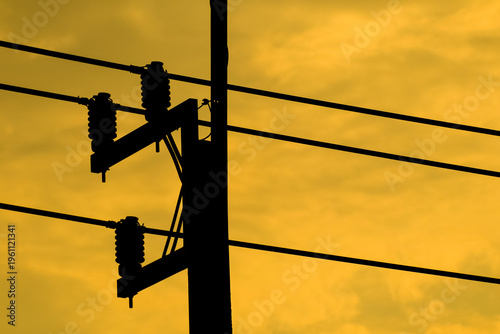 Closeup Eletricity line and electricity post