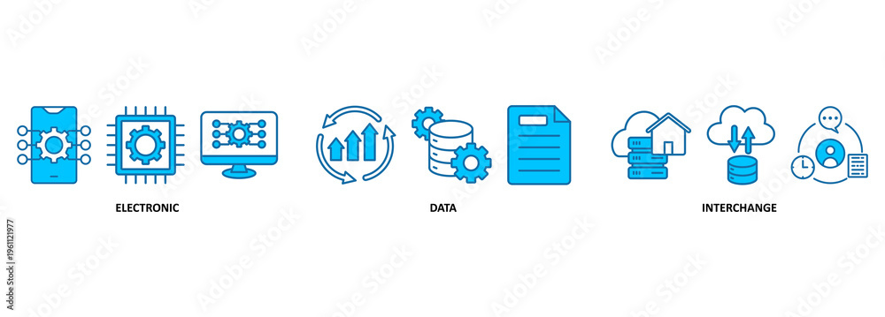 Foto EDI banner web icon vector illustration concept for electronic data interchange