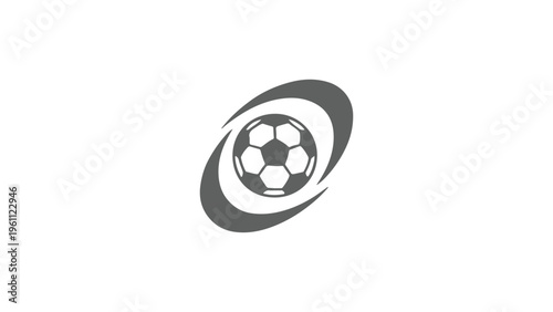 Soccer Ball With Orbital Swoosh Ring Icon Representing Football Club Dynamic Branding, Sports Motion Identity, Athletic League Logo, and Tournament Graphic Design