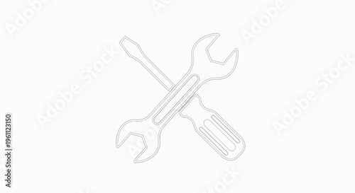 Crossed Wrench and Screwdriver Tools.