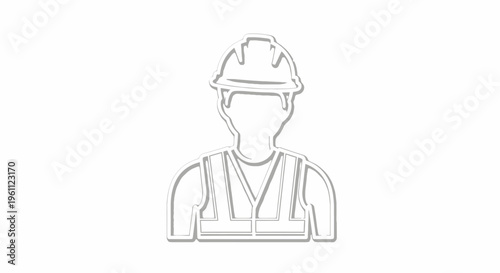 Construction Worker Wearing Safety Helmet.