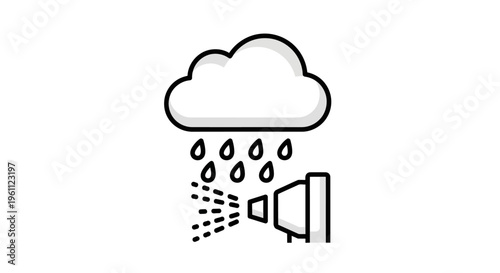 Rain Cloud Over Loudspeaker Icon.