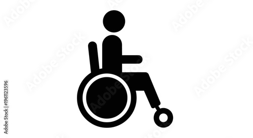 Disabled person in wheelchair icon, accessibility symbol, isolated white background