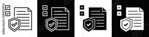 Security Policies Icon In Black And White Filled Style.
