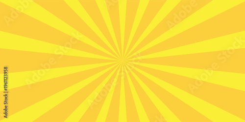 Orange Sunburst Pattern with yellow Background. Rays. Radial. Summer Banner. Exploding star burst texture japanese radius cartoon pattern abstract eps editable vector