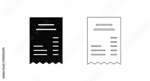 Two receipt icons one dark and one light in a simple style silhouette