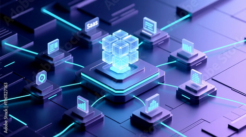 Exploring futuristic digital platform ecosystem enabling business model innovation featuring interconnected SaaS network architecture for scalable enterprise technology
