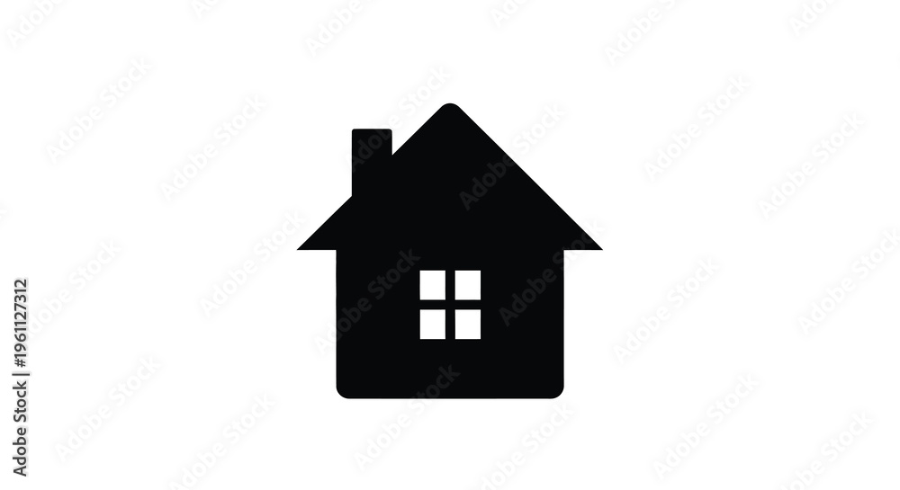 Fototapeta premium Simple black house icon against a white background silhouette